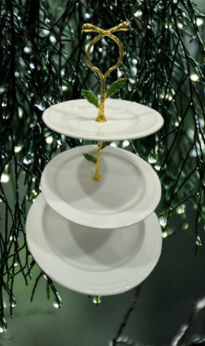 সেরামিক তিন স্তরের ফল ও কেক রাখার স্ট্যান্ড European-style