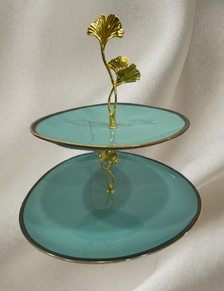 সেরামিক দুই স্তরের ফল ও কেক রাখার স্ট্যান্ড A1