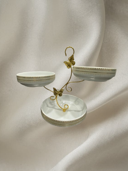 সেরামিক তিন স্তরের ফল ও কেক রাখার স্ট্যান্ড European-style=TRE=A