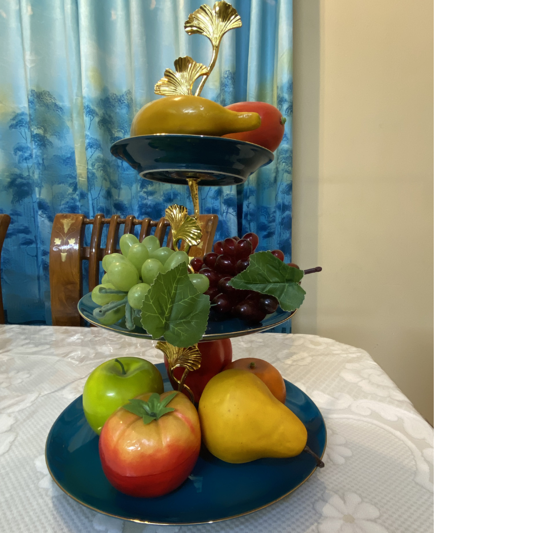 সেরামিক তিন স্তরের ফল ও কেক রাখার স্ট্যান্ড European-style