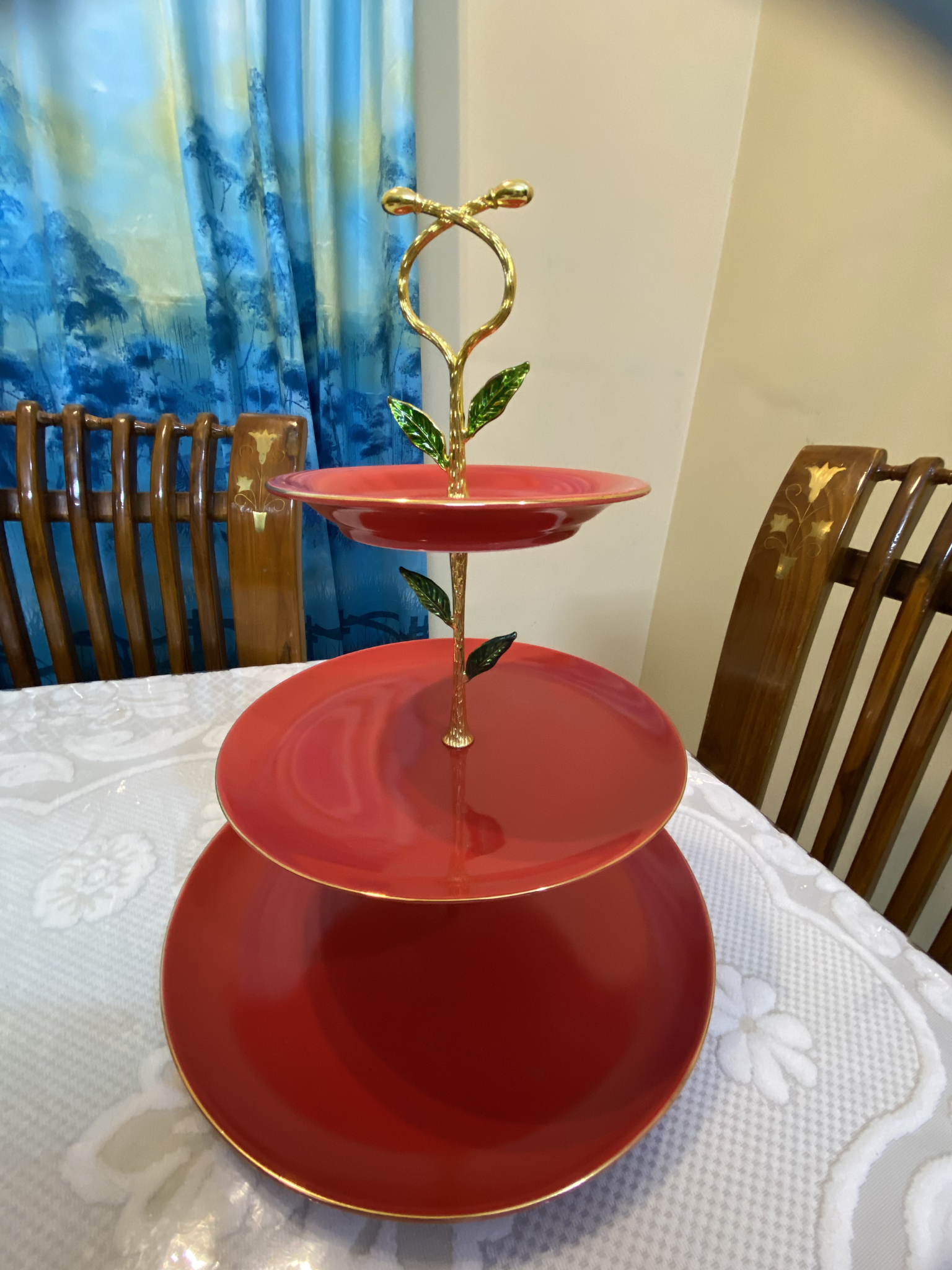 সেরামিক তিন স্তরের ফল ও কেক রাখার স্ট্যান্ড European-styleB1