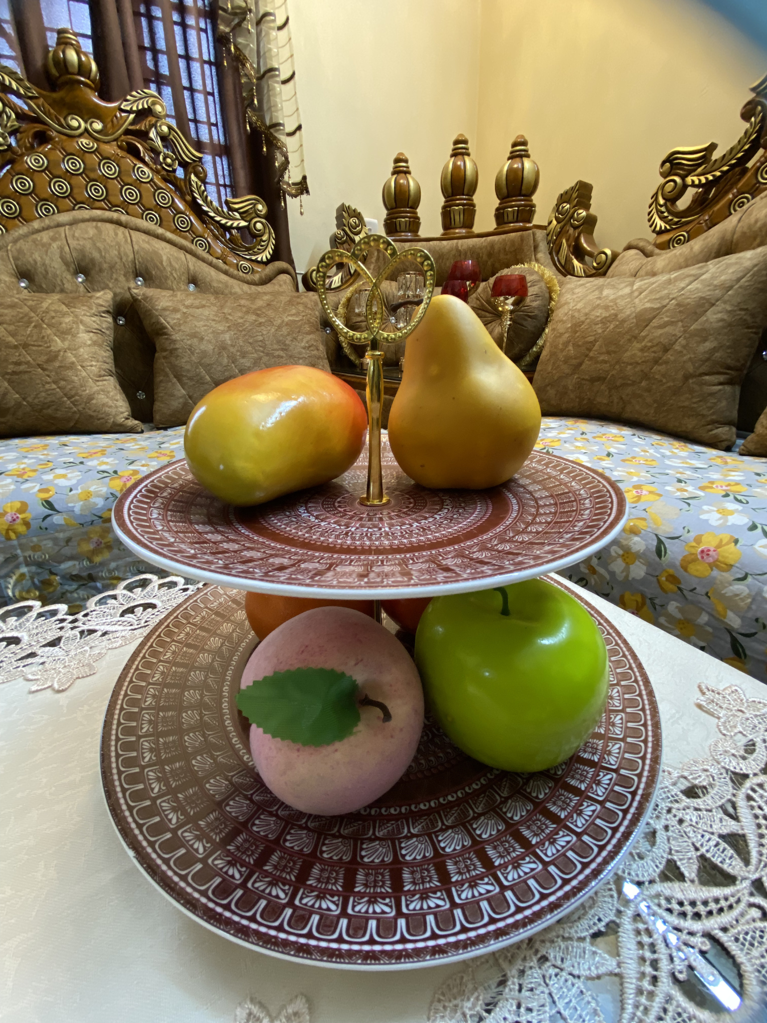 সেরামিক দুই স্তরের ফল ও কেক রাখার স্ট্যান্ড GRQ