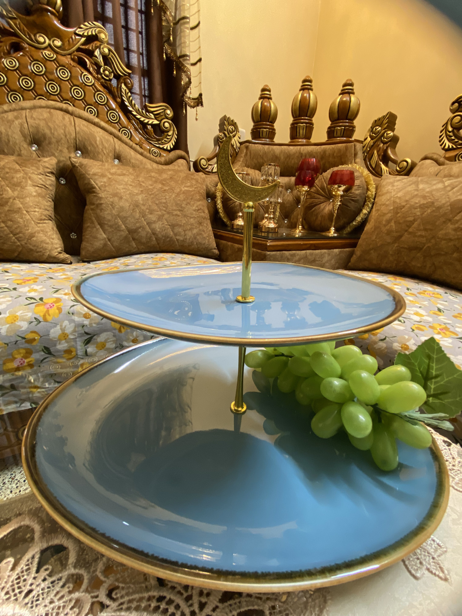 সেরামিক দুই স্তরের ফল ও কেক রাখার স্ট্যান্ড GRM