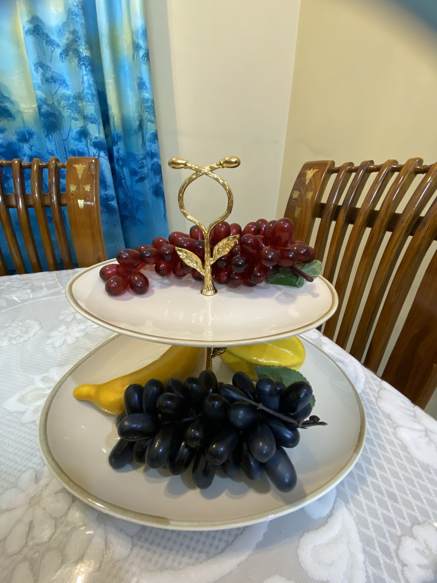 সেরামিক দুই স্তরের ফল ও কেক রাখার স্ট্যান্ড BLK